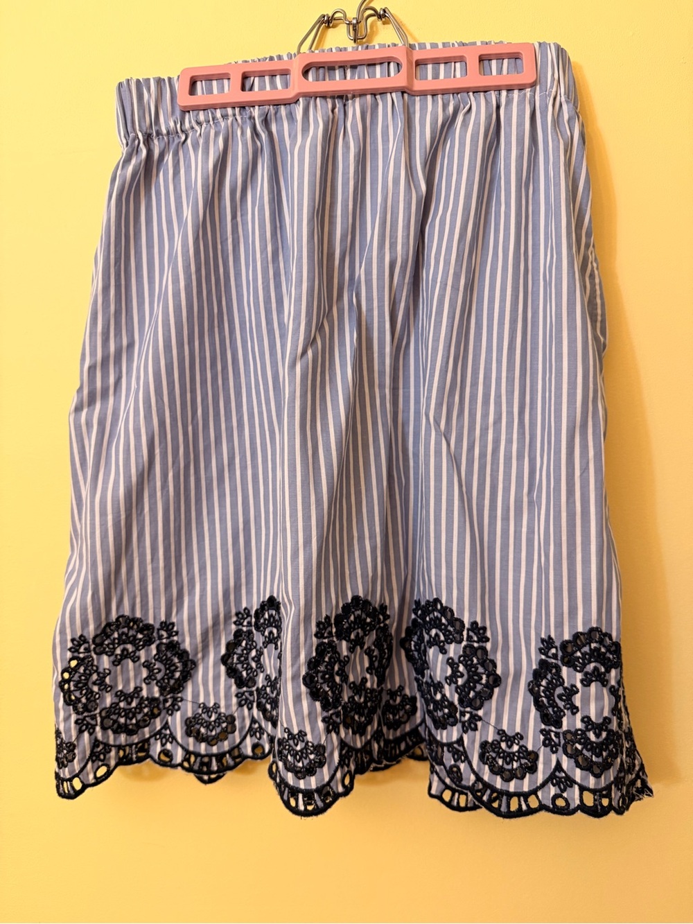 Joe Fresh Blue White Striped Skirt Eyelet Lace Hem Medium M/M